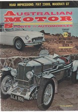 Australian Motor Sports 1965 Feb MG B NE Magnette Fiat 2300 Coupe Ferrari LM Mas