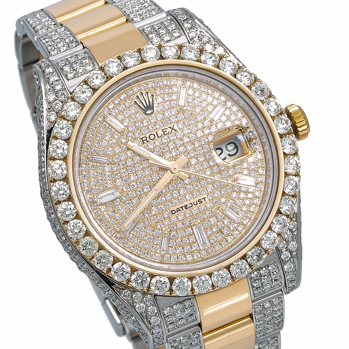 Rolex Datejust II 41mm Two Tone Yellow Gold Oyster Bracelet Iced Out - 116333 image 2