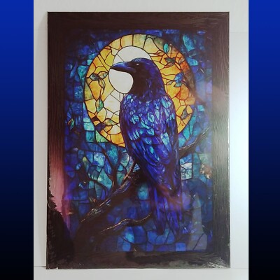 Orginal|Signed|Secret|Stained Raven Glass Painting Look|Rabe|Glasmalerei Optik