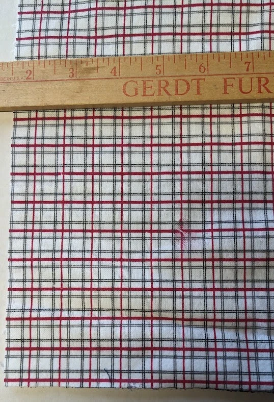 Cotton Lightweight flannel fabric 22"x44" Windowpane Check White/Red/Black - Image 4 of 4