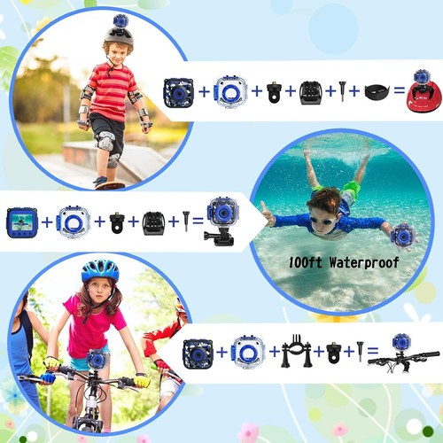 PROGRACE Kids Waterproof Camera for Boy Toys - Gifts for Boy Waterproof Digit... - Picture 4 of 6