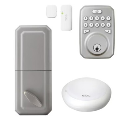 MiLocks Pentagon Brushed Nickel Wifi Bluetooth Single Cylinder Handleset Smart