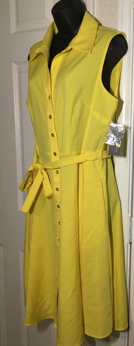 Nwts Sharagano Size 12 Women's Sleeveless Belted Fit & Flare Shirt Dress - Picture 3 of 3