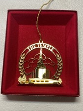 Vintage 24 Kt. Gold Finish THE TEMPLE Christmas Ornament W/Box Made In The USA
