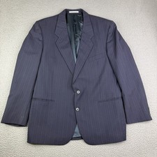 YSL Yves Saint Laurent Vintage Blue Pinstripe Wool Suit Jacket Mens 46R France