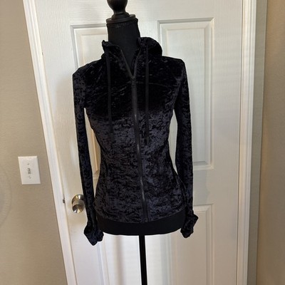 Lululemon Hooded Define Jacket Crushed Velvet Black Full Zip Hoodie Size Small 