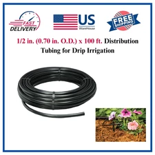 1/2" (0.70 in. OD) x 100 ft. Distribution Tubing for Drip Irrigation, Black