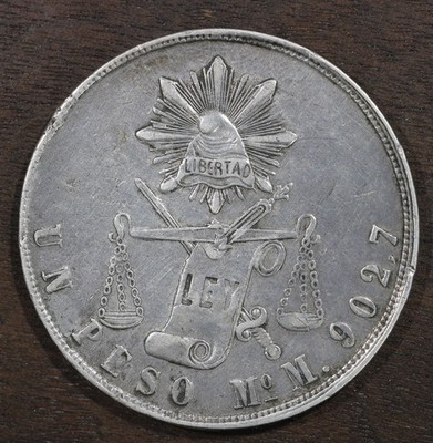 1871-Mo Mexico Silver 1 Peso - Un Peso - Balance Scale