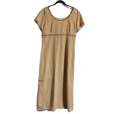 Vintage Express Floral Maxi Dress Womens Size 13/14 Brown 90s Short Sleeve NEW