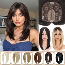 Middle Part Hair Topper Clip In Toupee Hairpiece Women Lace Base Wig AS Human US