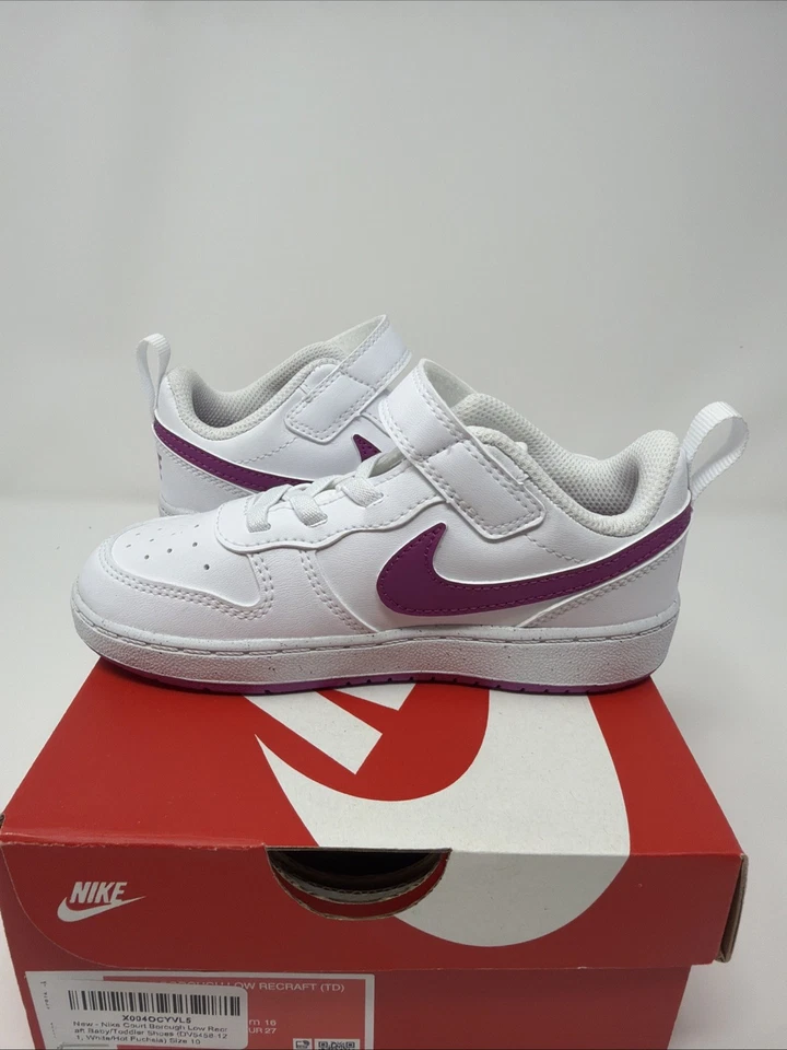 Nike Court Borough Low Recraft (TD) White/Fuchsia Toddler Girl's Sneaker SZ 10c - Image 3 of 4