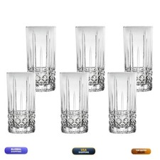 Lorren Home Trends Tall 12 Ounce Textured Cut Glass Set of 6