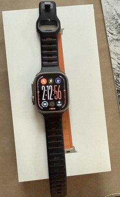 Apple Watch Ultra 49mm Model A2622 Titanium Sports Watch & 6 Watch Bands