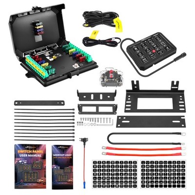 12-fach Schaltpanel For PKW Pickup Marine Universal APP Control Aluminum 1920W