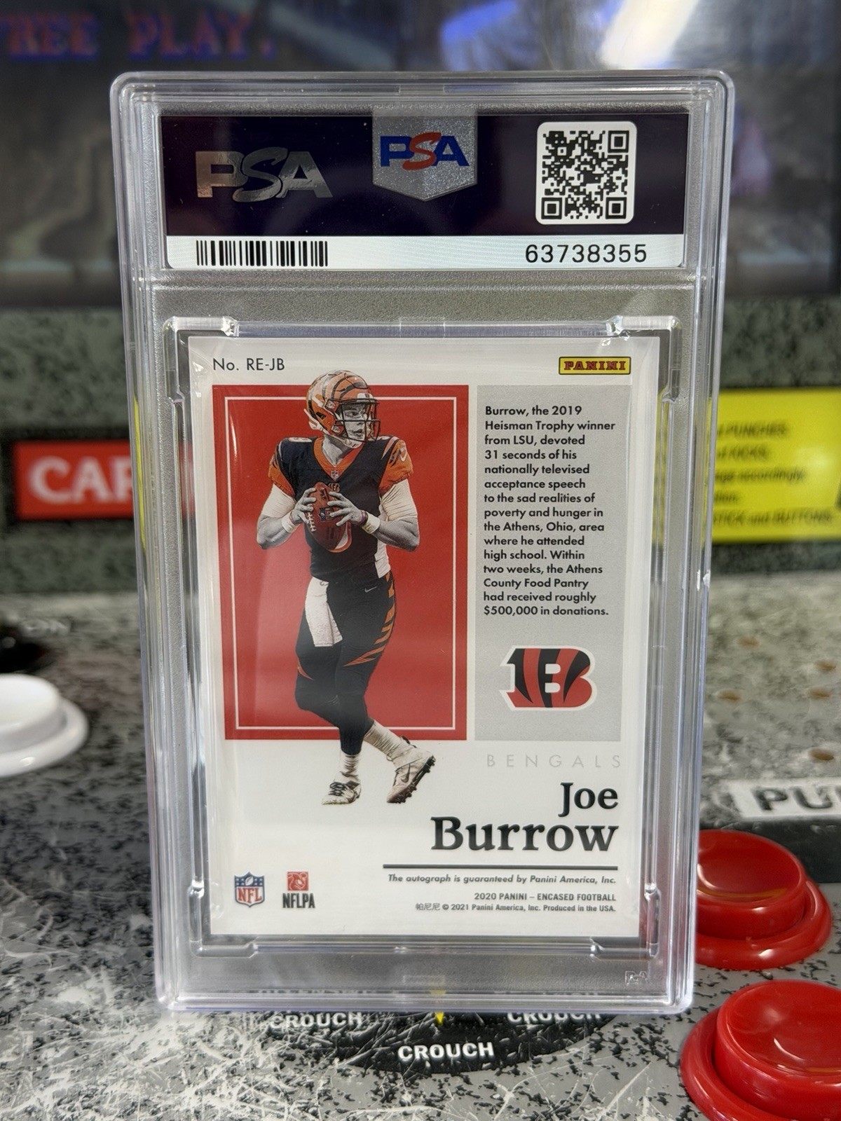 2020 Panini Encased Joe Burrow Rookie Endorsements Sapphire /35 PSA 9 Auto 10 view 5