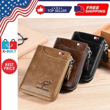 Mens RFID Blocking Leather Wallet Credit Card ID Holder Zipper Purse Waterproof