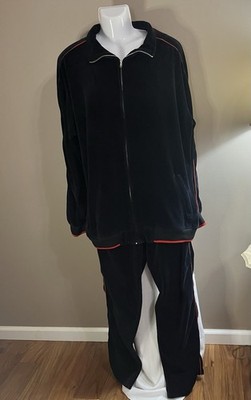 Sweatsedo Black Red Stripe Velour Tracksuit  XXXL