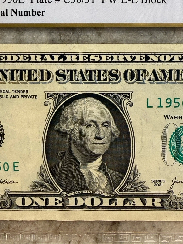 Repeater Serial Number (19501950), 2021 $1 FRN VF35EPQ Fr. 3007-L - Image 4 of 4