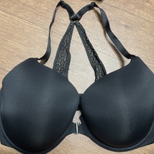 Victoria's Secret Perfect Shape Front Close Bra 36DDD Black Lace Racerback