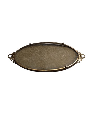 Vintage Victorian Glass Tray Vanity With Lace Cloth Inside Brass Frame 13.75x6. - Picture 7 of 7
