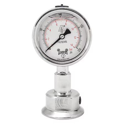 Winters Psq15806 Pressure Gauge, 0 To 200 Psi, 2 1/2 In Dial, 1 1/2 In