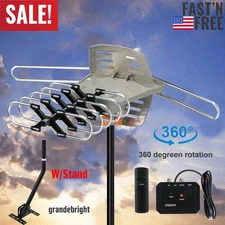 HDTV 1080P Outdoor Amplified Digital Antenna 360 Rotor HD TV UHF VHF FM 990 Mile