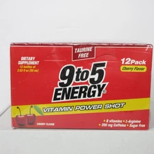 9to5 Energy Vitamin Power Shot Cherry Flavor 12 Count Box 2.03 oz each 06/2027