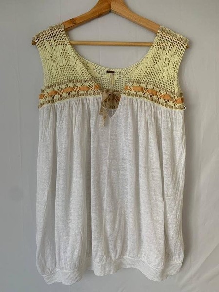 Women Free People Shirt White Cotton S #43UN