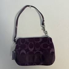 Vintage Coach Y2K Mini Demi Pouch Wristlet Plum Purple Signature C Canvas Bag