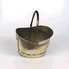 Vtg Large Brass Coal Log Bucket Scuttle W/ Swing Handle  — photo 2