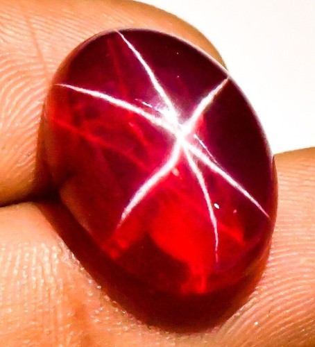 13.75 Cts. Natural Star Red Ruby 6 Rays Oval Cabochon Shape Certified Gemstone