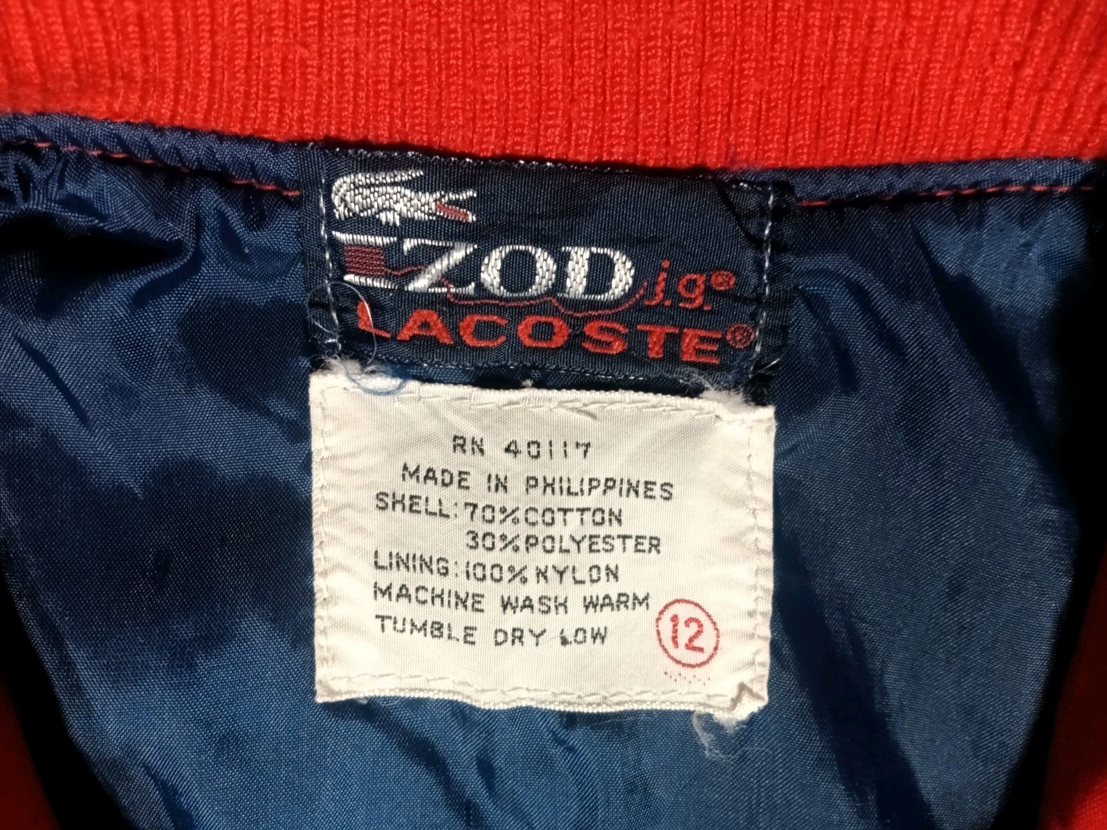 Vintage 80’s Lacoste Izod Kids Size 12 Track Jacket Red Multiclr Stripe Full Zip thumbnail 11