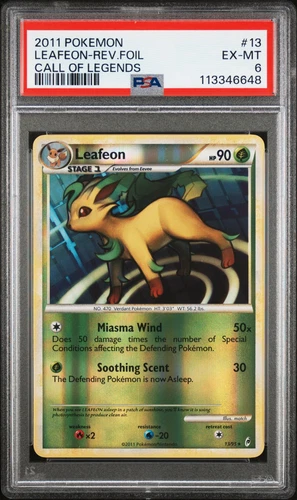 2011 POKEMON CALL OF LEGENDS LEAFEON #13 REVERSE FOIL PSA 6 EX #113346648