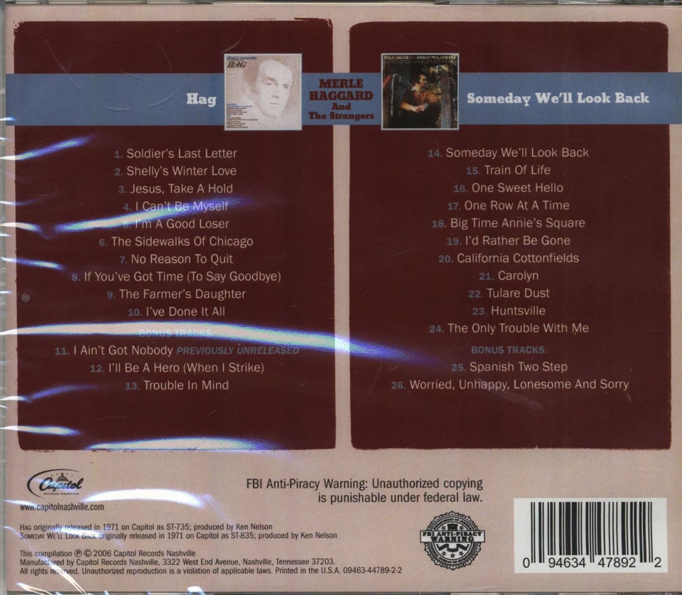 Merle Haggard - Hag - Someday We'll Look Back (CD) - Classic Country Artists - Bild 2 von 2