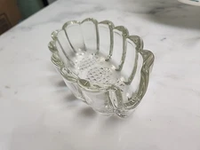 Cigar Crystal Ashtray Oval Scalloped Edge Vintage Heavy Weight