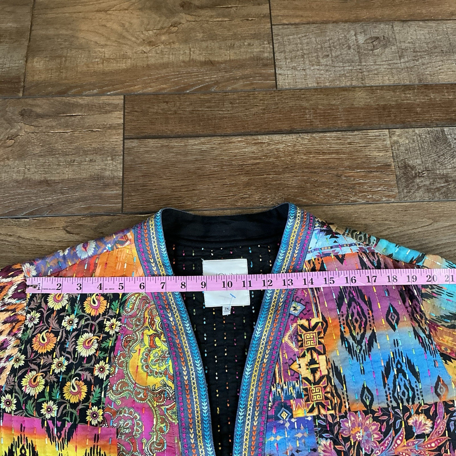 John Mark Patchwork Jacket Wmns 2X Boho Kimono Qu… - image 5