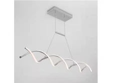 DNA Linear 16-Watt 1 Light Chrome Modern Integrated LED Pendant Light Fixture fo