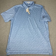 Peter Millar Summer Comfort Golf Polo Men's XL Blue Sailing Nautical Print NWT