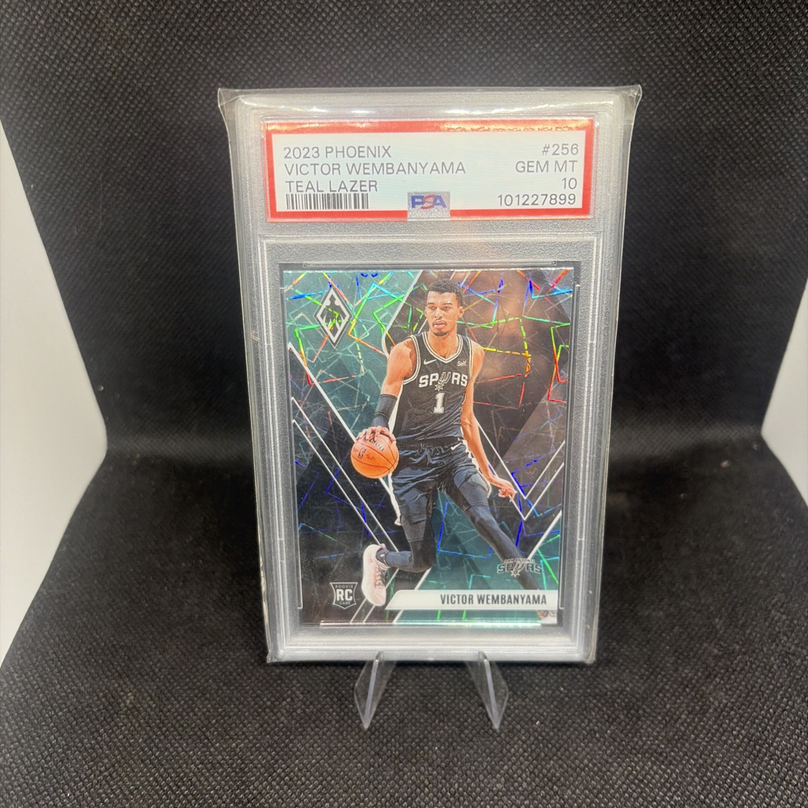 2023 Panini Phoenix Victor Wembanyama Teal Lazer Rookie #256 PSA 10