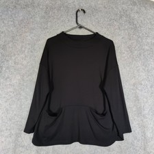 Sahara Top Size Medium Black Jersey High Neck Pockets Relaxed Lagenlook Tunic