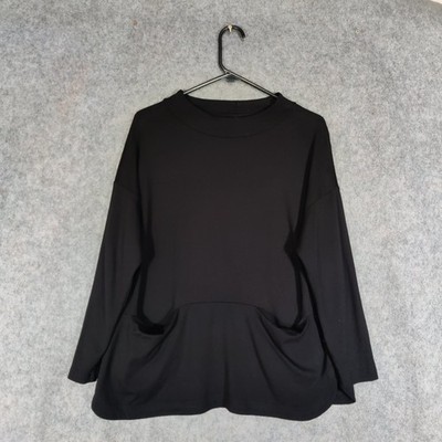 Sahara Top Gr. M schwarz Jersey hochgeschlossen Taschen relaxed Lagenlook Tunika