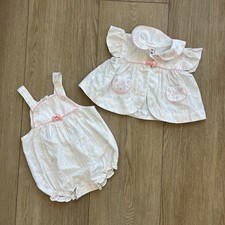 Vintage 1970 s Floral And Bow Romper Cardigan Set 12 Months