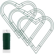 3 Pack 12 Inch Valentine Christmas Heart Metal Wreath with Green Floral Wire ...