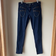 VTG Lip Service Jeans Womens 13 Embroidered Skulls 90s Chains Punk Rock Goth