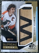 2015-16 SP Game Used Hockey Bobby Clarke Supreme Sticks /15 Broad Street Bullies