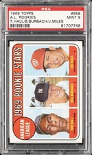 1969 TOPPS T.HALL/B.BURBACH/J.MILES #658 A.L. ROOKIES PSA 9