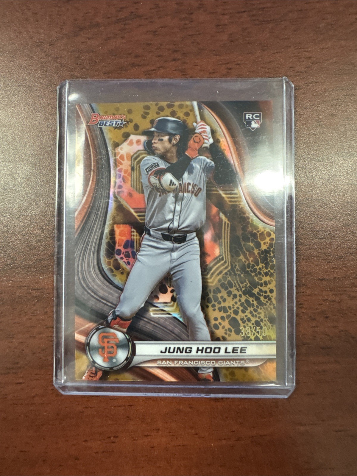 Jung Hoo Lee RC Rookie 2024 Bowman's Best Giants #57 Gold Refractor 38/50