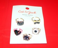 Cat  Jack Mood Rings 5 Pieces NEW Butterfly, Heart - We Combine Shipping