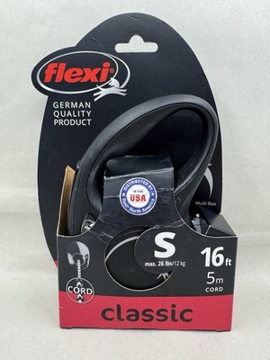 Flexi Dog Leash 26 Lbs Retractable 16 Long Cord Classic Black Small [Brand New]