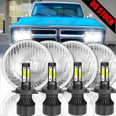 4PCS For GMC C15/C1500 Pickup C2500 Suburban 5.75'' 5-3/4'' Round Led Headlights